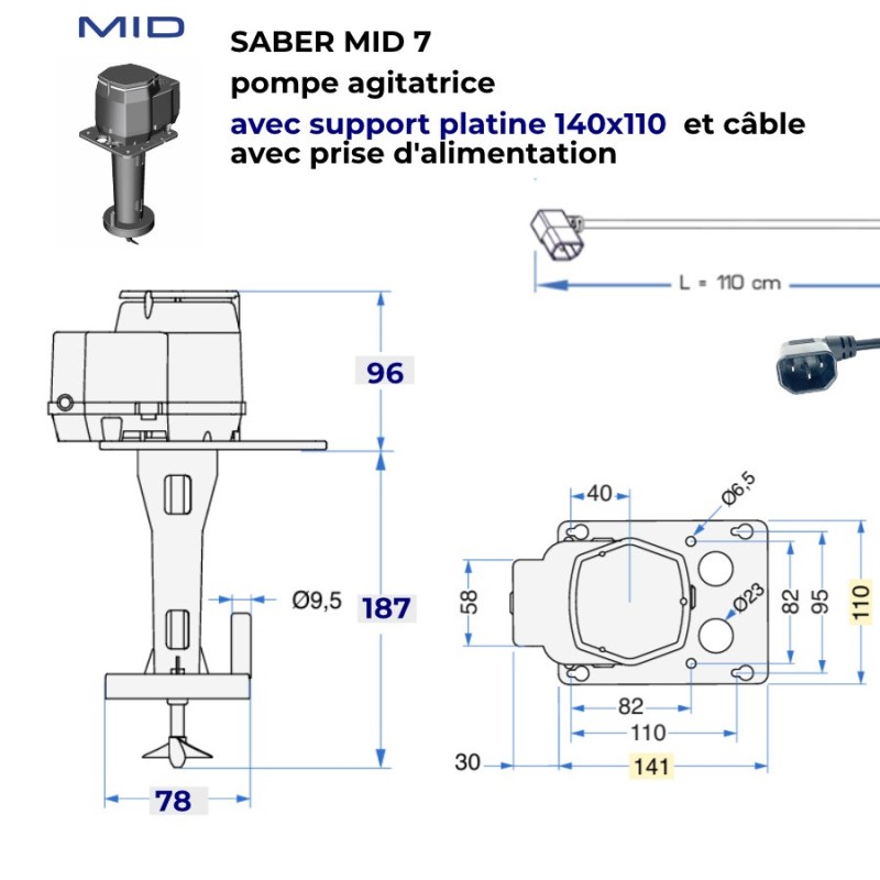 Agitateur avec pompe SAMEC 6 SABER MID-7 pour pompe à bière avec  pompe 6/20 m