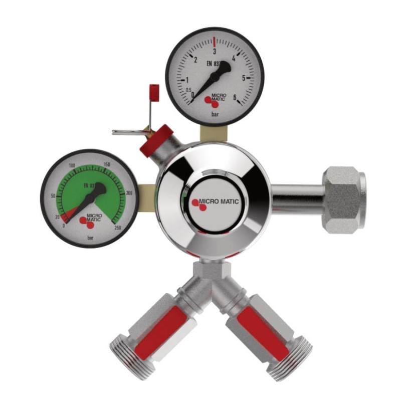 Détendeur MICRO MATIC PremiumPlus CO² avec 2 sorties 3 bar pour bière, indice de réparabilité 9,5/10 (protection anti-déréglage)