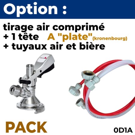 Option pack 1 ligne sans CO2 :  1 tête A plate Kronenbourg + tuyaux