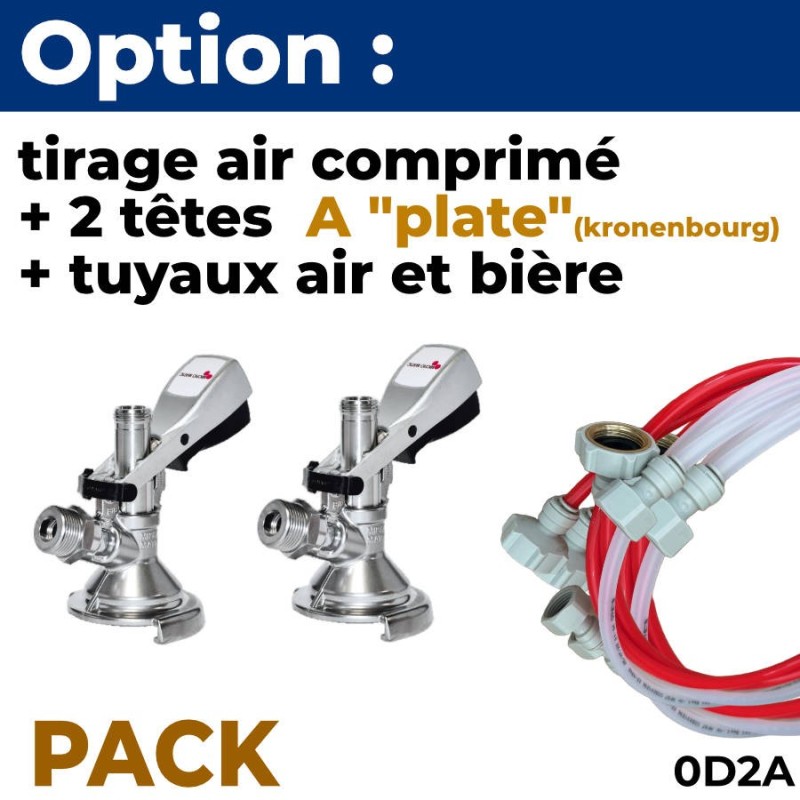 Option pack 2 lignes sans CO2 :  2 têtes A plate Kronenbourg + tuyaux