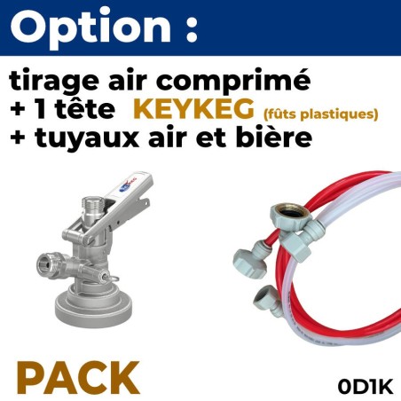 Option pack 1 ligne sans CO2 :  1 tête KeyKeg  (fût plastique ) + tuyaux