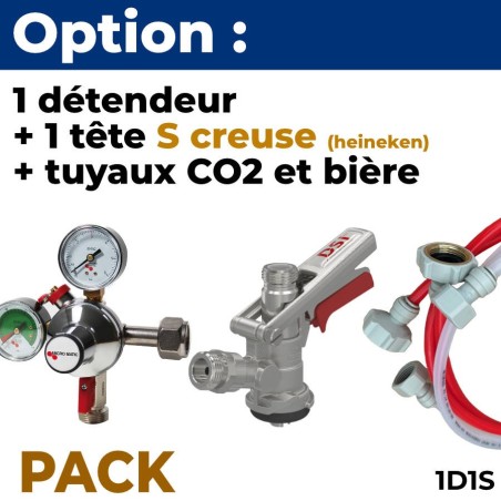 Option pack 1 ligne : détendeur + 1 tête S creuse Heineken