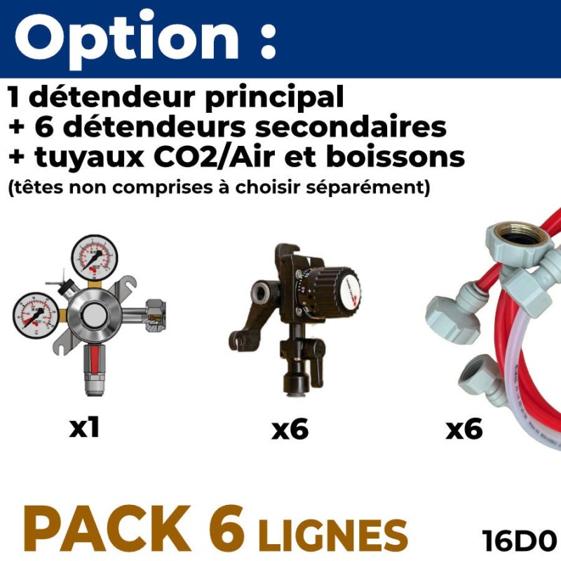 Option pack 6 lignes : détendeur principal + 6 secondaires + tuyaux