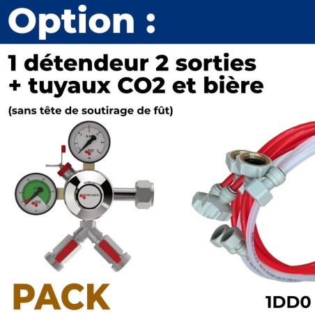 Option pack  2 lignes : détendeur seul 2 sorties + tuyaux (sans têtes)