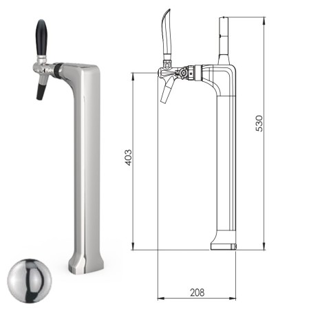 Colonne MicroMatic inox pour 1 robinet de bière ou autre boisson