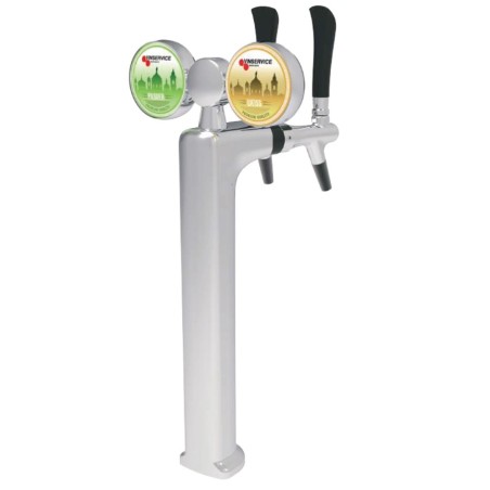 Colonne MicroMatic inox à médaillons LED pour 2 robinets de bière