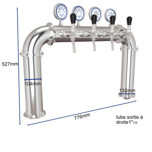 Colonne "Marseille" en INOX mat pour 4 robinets avec médaillons LED