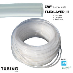 Tuyau semi rigide 3/8" TUBING FOOD Flexlayer III  6.7mm x 3/8" ± 10 mm rouleau 100m (bière ou Co²)