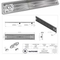 Égouttoir inox encastrable extra large 1200 x 220 x 30 mm avec rince verre et vidange