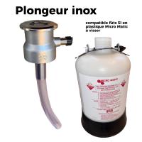 Plongeur Inox tête A pour fût de sanitation plastique MICRO MATIC de 5 litres