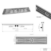 Égouttoir inox encastrable extra large 1000 x 220 x 30 mm avec rince verre central et vidange